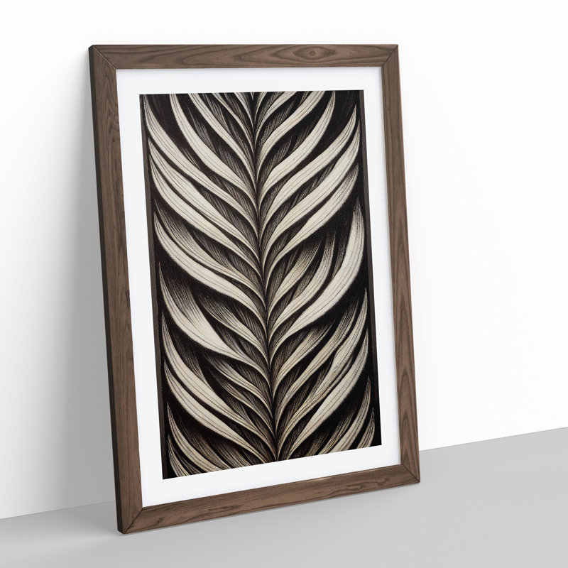Traditional Feather - Wall Art, 66cm H x 48cm W, Walnut Framed, White