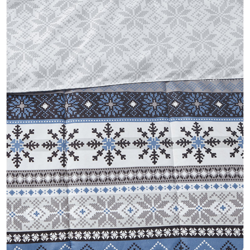 CEDAR COURT Fair Isle Blue Soft Microfiber Comforter Set, Queen Comforter + 2 Standard Shams