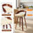 Swivel Bar Stools Set Of 4, 24.6" Counter Height Bar Stools, Mid-Century Modern Upholstered Beige Barstools With Bentwood Curved Back And Legs, Comfortable Footrest, For Kitchen Island Counter-1056974615