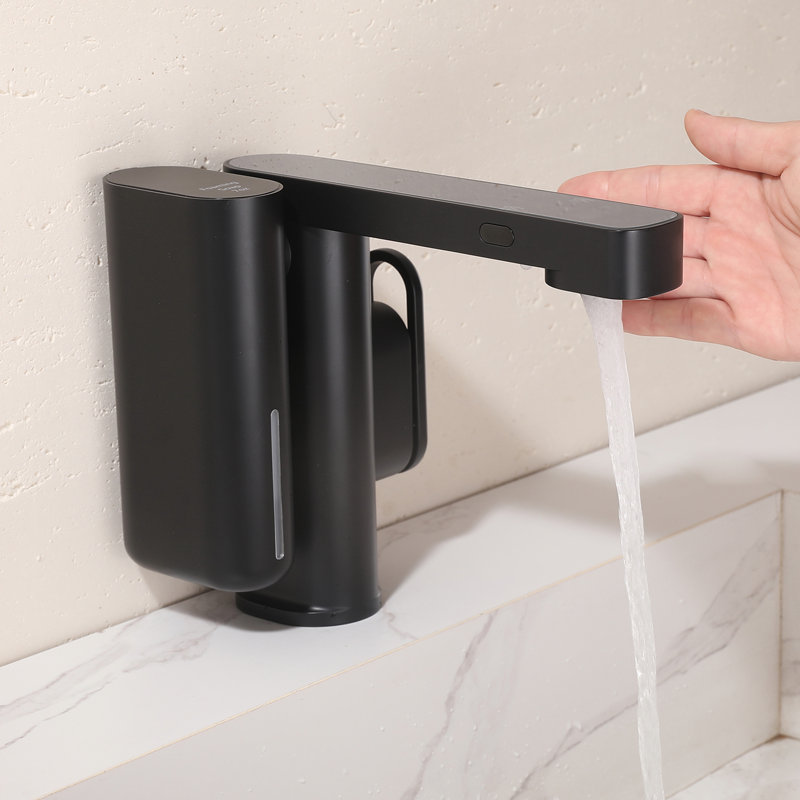 Touchless Bathroom Sink Faucet With Soap Dispenser, Single Hole 1-Handle Automatic Sensor Bathroom Faucet, Matte Black