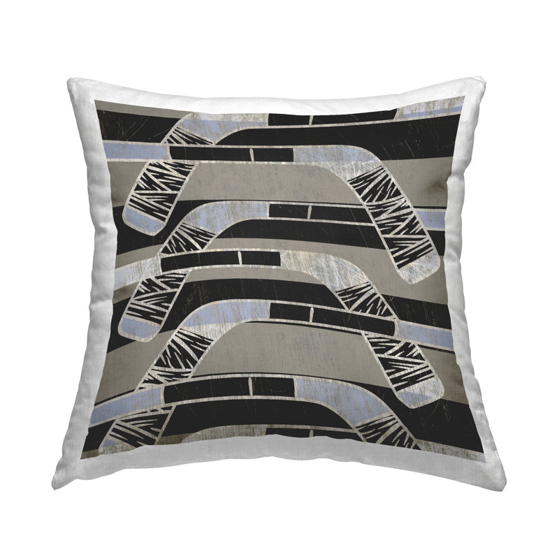 Coussin Victorian, Gris géométrique 3, H 18 po x l 18 po, Carrée
