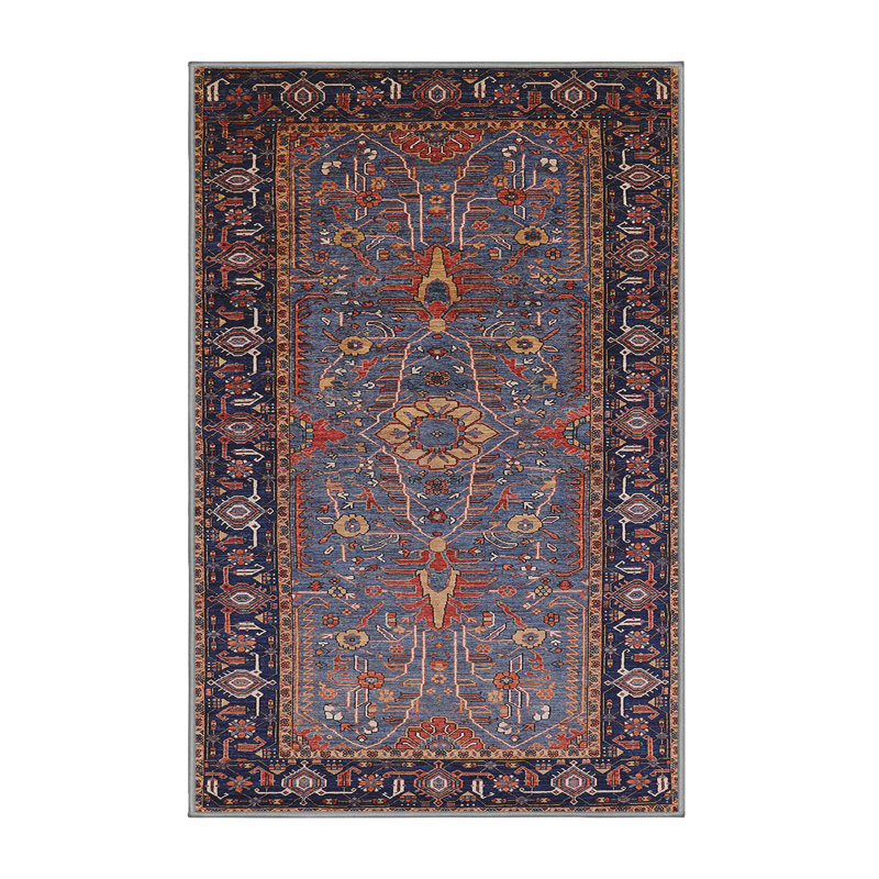 Tapis oriental bleu marine / bleu / rouge Rine, Rectangle 8 pi x 10 pi