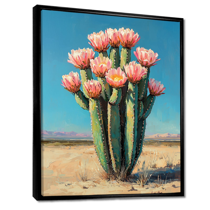 «Manact Pastel Cactus Bloom In The Desert II», art mural Cactus pour le salon, Noir, Impression encadrée sans passe-partout