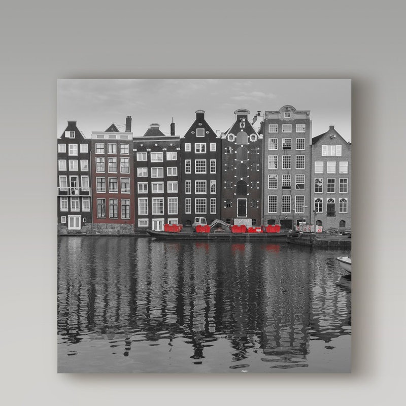 « amsterdam canal », reproduction de photo sur toile tendue, H 18 po x l 18 po x P 2 po