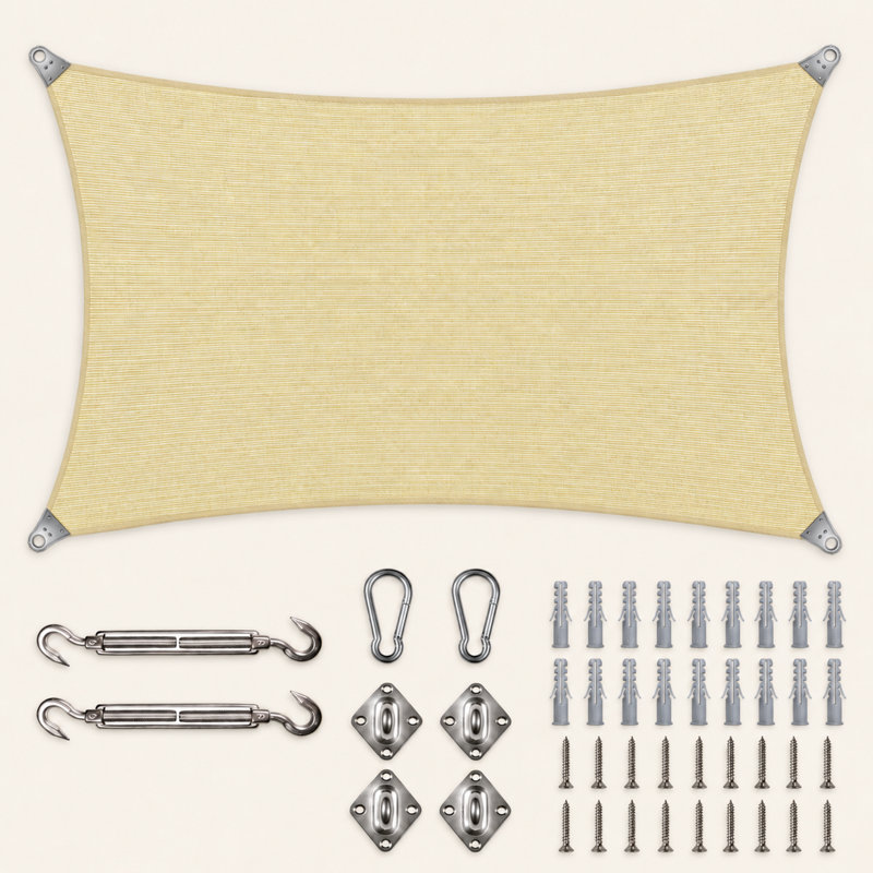 Voile d'ombrage rectangulaire renforcé, 12 pi x 16 pi, Beige