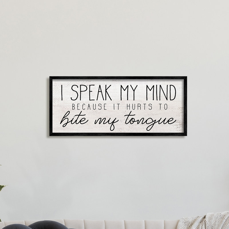 «Hurts To Bite My Tongue», H 13 po x l 30 po, Giclée encadrée noir minuit