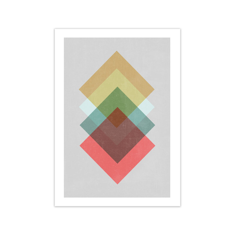 Mid Century Shapes In Scandi Colours B - Print, No Frame, 30cm H x 21cm W x 1cm D
