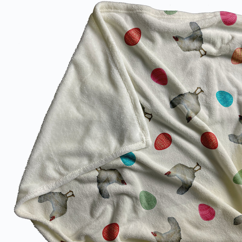 Bianco Chickens and Eggs Blanket, W127 x L152cm, White