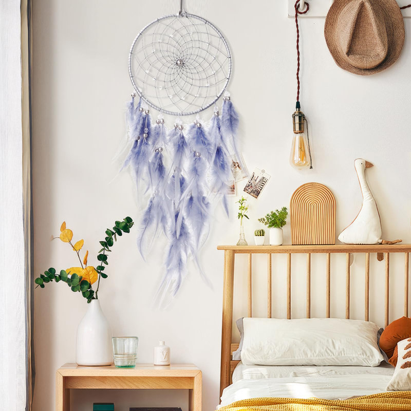  Handmade Purple Feather Dream Catcher Wall Decor