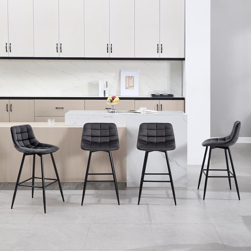 Heyman Upholstered Counter Stool, Dark Grey