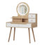 Bureau de maquillage avec 3 miroirs réglables à DEL, 4 tiroirs et 3 tablettes