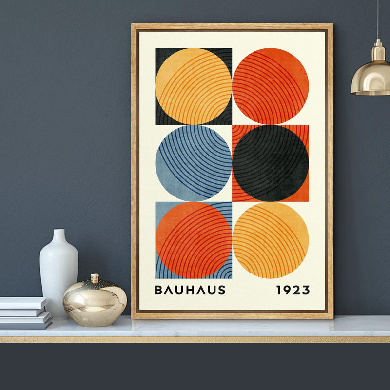 Œuvres abstraites, couleurs vives et classiques, collage «Colorful Geometric Circle Bauhaus» sur, H 36 po x l 24 po, Naturel