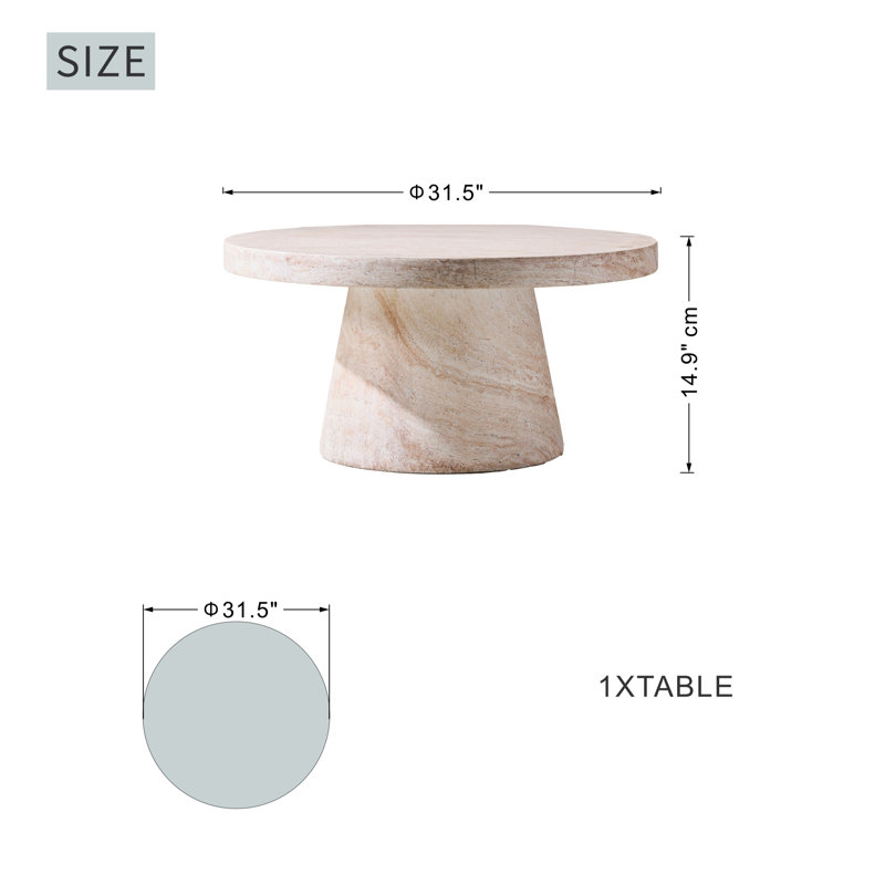 W31.5'' X H14.9'' Magnesium Oxide Faux Marble Outdoor Round Coffee Table