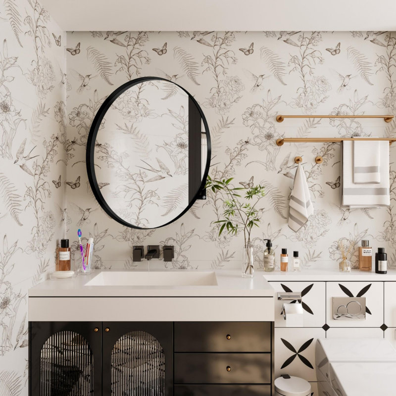 Armoire murale en métal avec miroir et tablettes réglables, Noir, noir, noir, noir