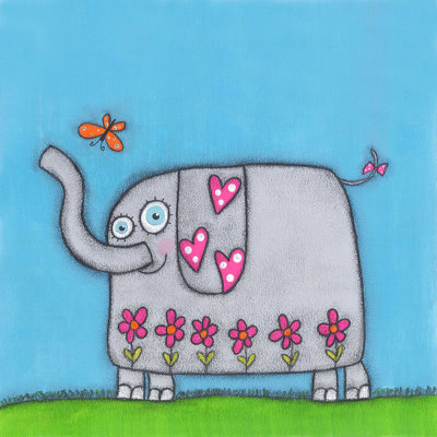 'Elephant With Bu' Print on Wrapped Canvas