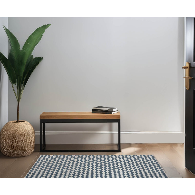 Dot Tied Chimi Indoor Doormat, 36" W x 60" L, Blue