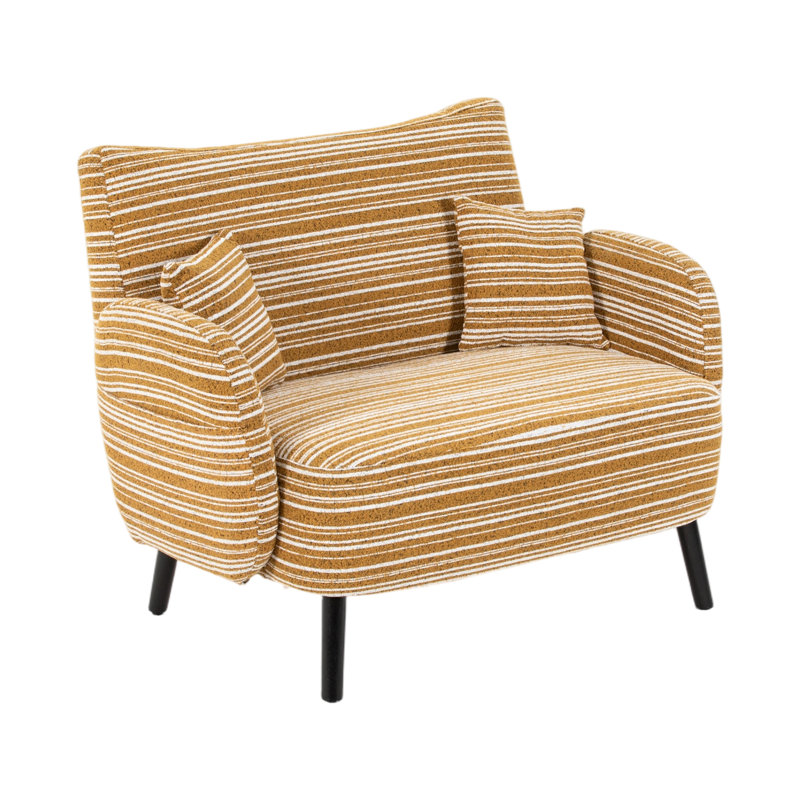 47.6''Wide Upholstered Boucle Loveseat Sofa With Stripe Pattern, Yellow
