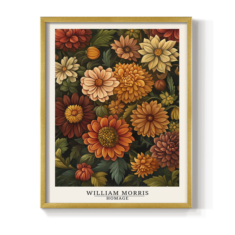 Imprimé encadré de la série XXI de William Morris - Bois massif, H 15 po x l 12 po, Doré