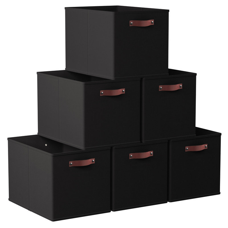 Ensemble de bacs de rangement en tissu, Noir, H 13 po x l 13 po x P 13 po