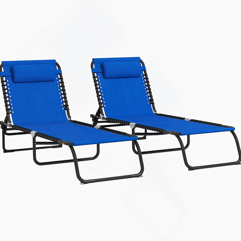 Outsunny Folding Chaise Lounge With 4-Position Reclining Back, Breathable Mesh Seat For Ultimate Outdoor Comfort And Portability