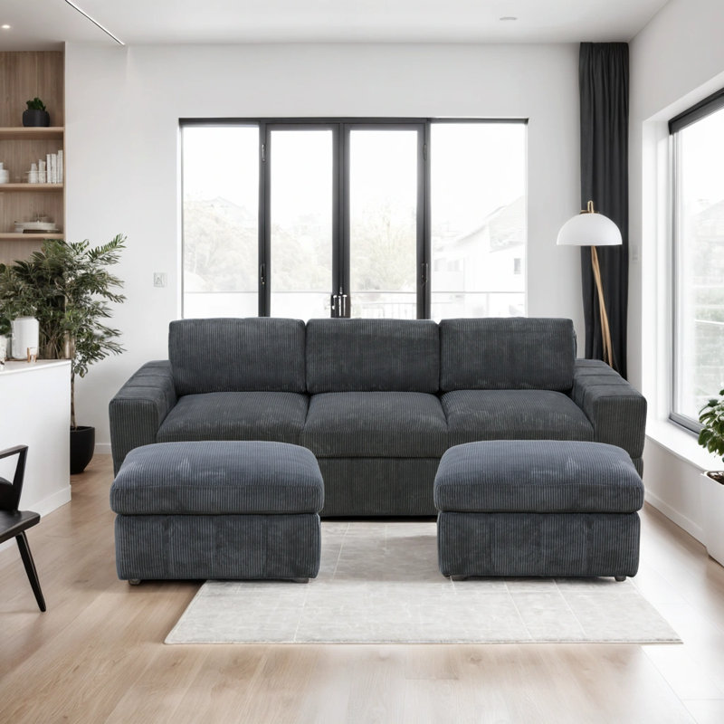 Canapé modulaire réversible en tissu de qualité supérieure avec repose-pieds de 104 po de largeur 104 po