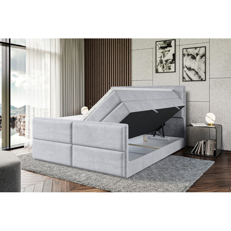Bed, Light gray, 160cm W x 200cm L