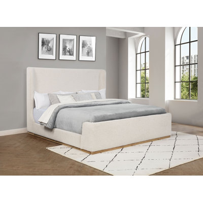 Nala Upholstered King Sleigh Bed Cream