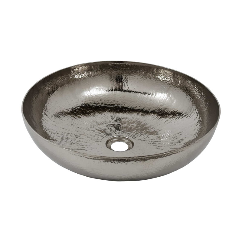 Maestro Copper Circular Vessel Bathroom Sink, Polished Nickel