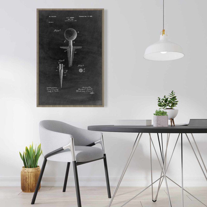 Toile encadrée industrielle avec plan de golf noir | Man Man