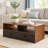 Nigelus Floor Shelf Modern Coffee Table with Storage and Faux Leather Pulls