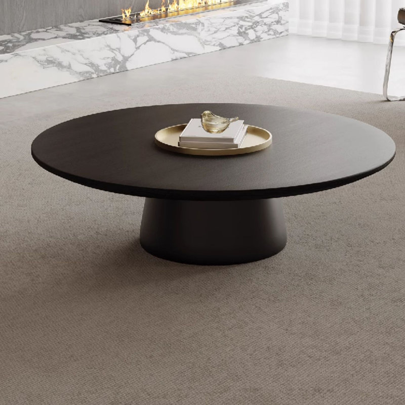 Light luxury high-grade solid wood coffee table, Black, 13.4" H x 39.4" L x 39.4" W