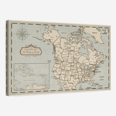 Personalized Push Pin North America Map III