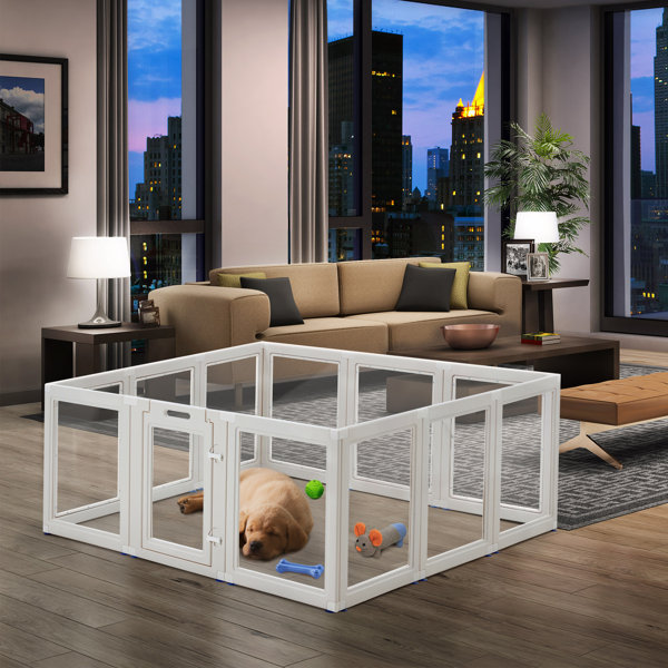 EROMMY 12-panel Pet Pet Pen With Door, Clear Puppy Playpen, Pet Playpen ...