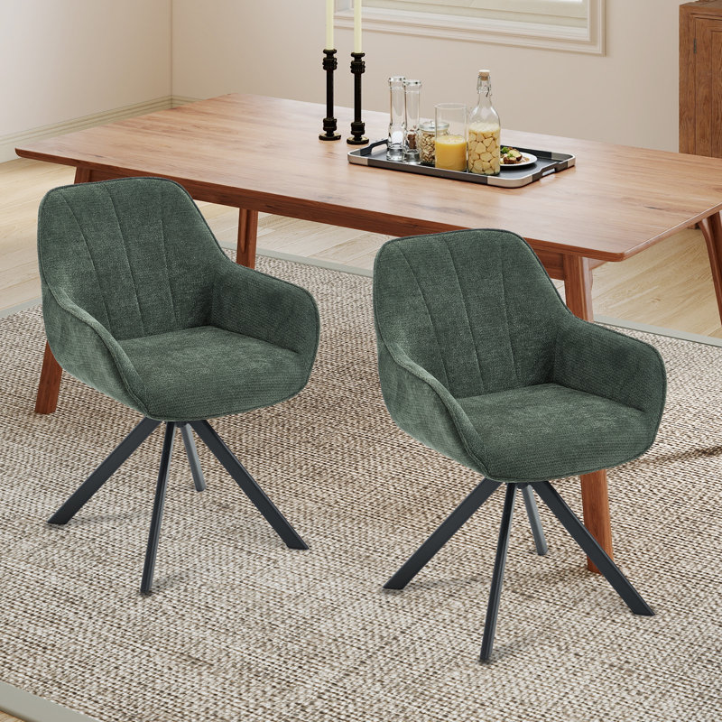 59cm Wide Upholstered Metal Dining Chairs, Green