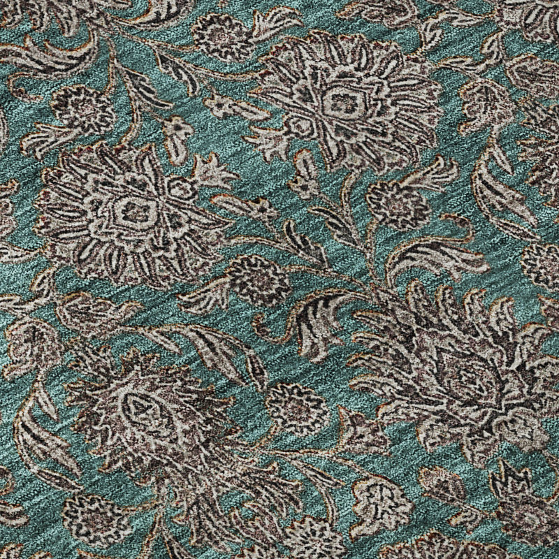 Premium Machine Washable Prisco Teal Rug, Rectangle 5' x 7'6"