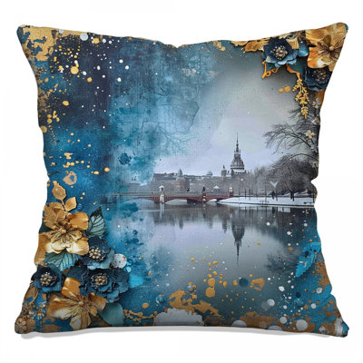 Cityscape Throw Pillow, Scenic Double Sided Pillows