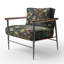 Crowne - Fauteuil d'appoint rembourré à motif floral jaune et vert-1729534275