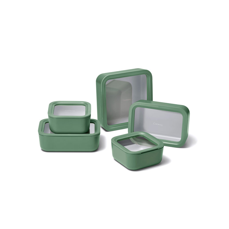 Caraway 14Pc Glass Food Storage Set, Sage