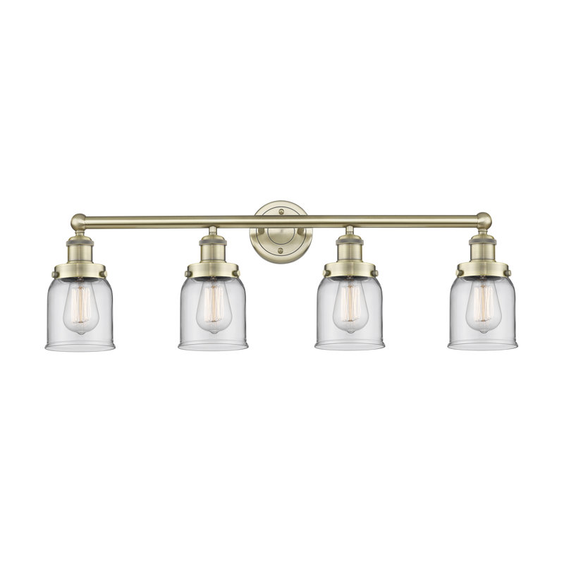 Éclairage pour meuble-lavabo à 4 lumières à intensité variable Asheton, Transparent, Laiton antique