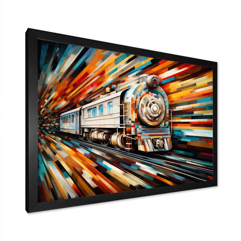 Abstract Train Geometric Express I - Transportation Wall Decor, H 12 po x l 20 po x P 1 po, Cadre photo noir
