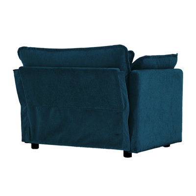 Modern Sofa Comfy Deep Single Seat Sofa Upholstered Reading Armchair Living Room Chair Chenille Fabric , 1 Toss Pillow