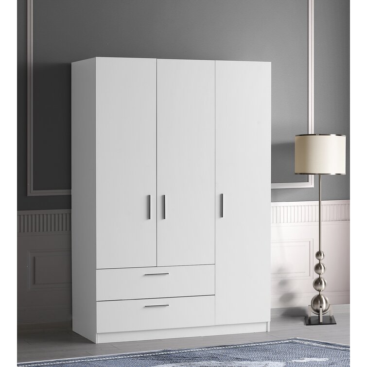 TrendTerrace 4-Door Armoire Wardrobe Closet Cabinet, Tall Cabinet Closet  Wardrobe for High Storage Capacity, Wooden White Cabinet Closet with 2