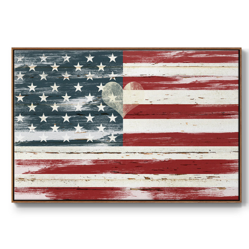 «Heart of America», toile tendue avec châssis, H 27 po x l 41 po x P 2 po, Noyer