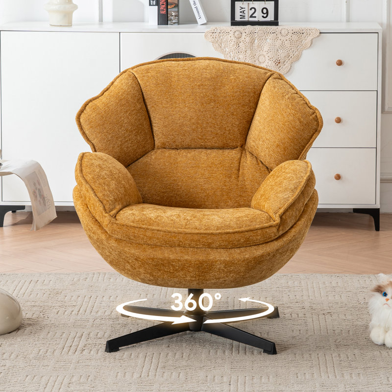 Upholstered Tufted Swivel Accent Chair, Brown
