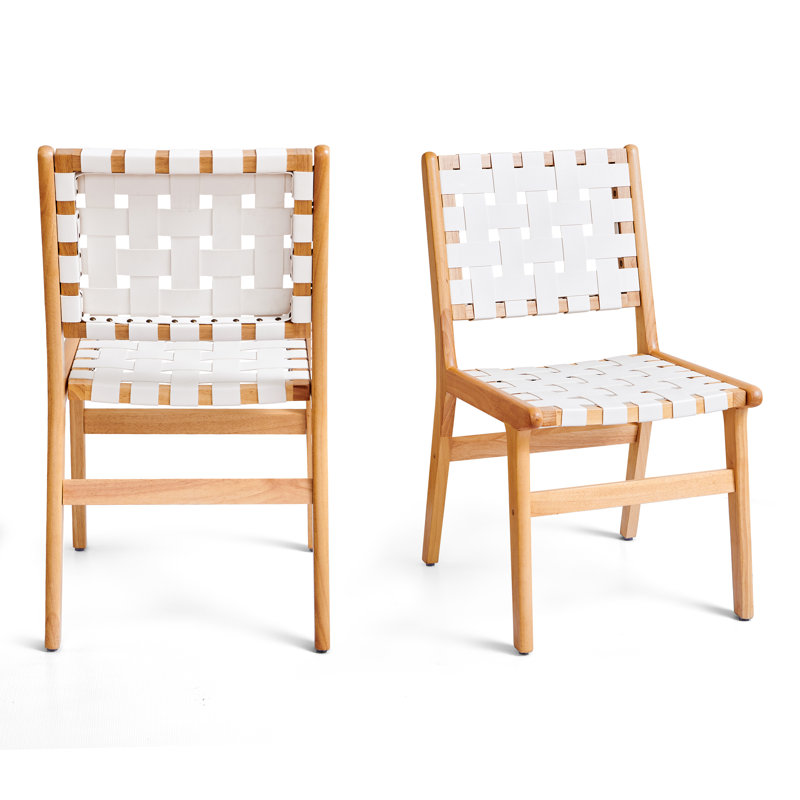 Chaise en similicuir Anirvin, Blanc / jaune clair