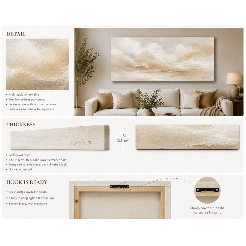 Art mural sur toile Cloudscape, H 20 po x l 40 po x P 1,5 po