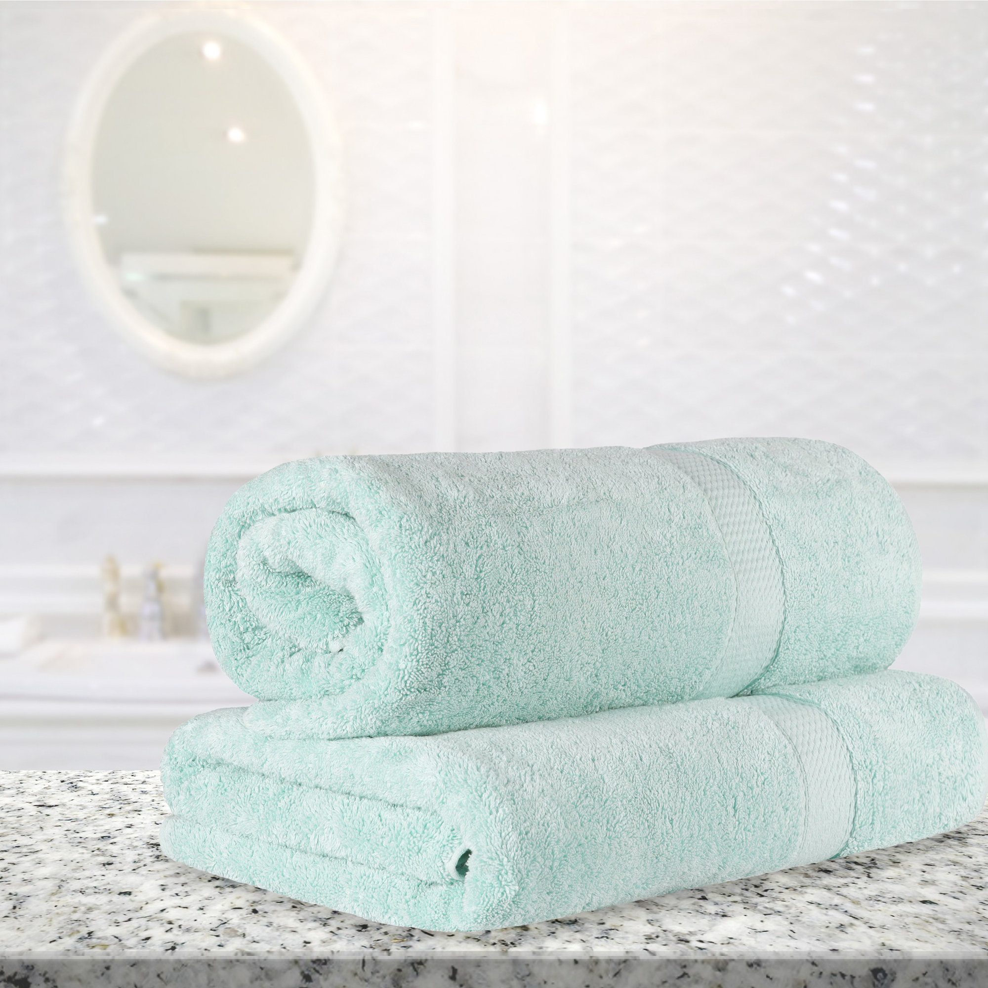 Renata 2 Piece 800 GSM Certified Egyptian Cotton Bath Sheet Set , Sea Foam
