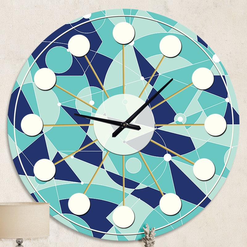 Horloge murale rétro Mid-Century, Petit, Sarcelle / Bleu