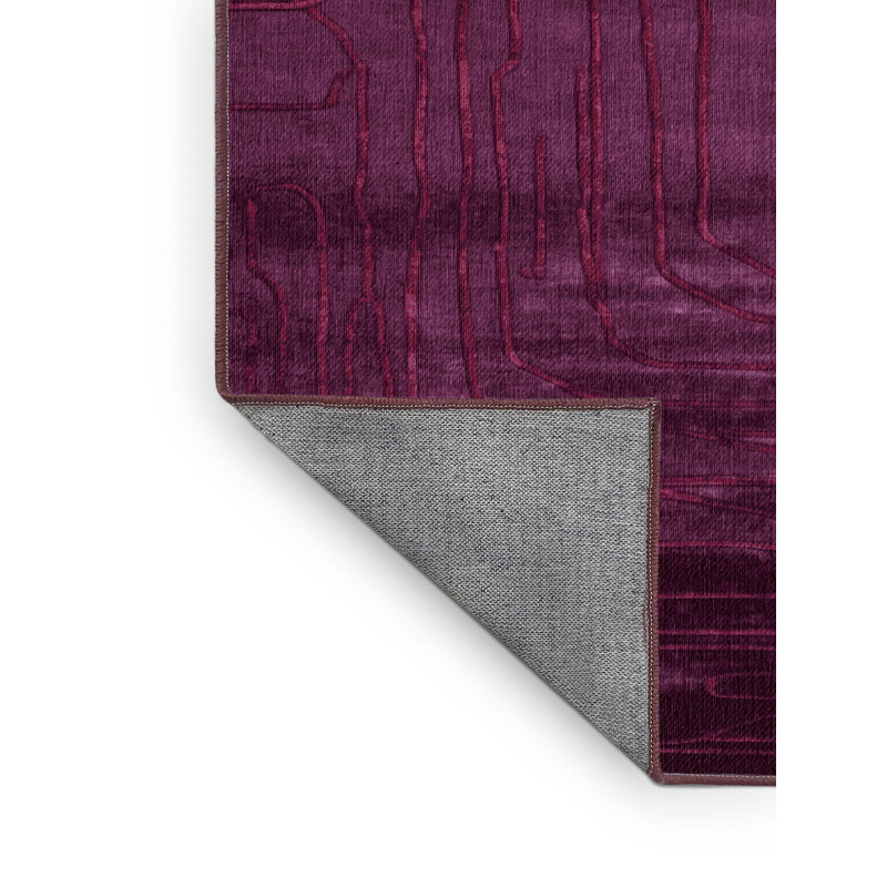 Machine Washable Abstract Purple Area Rug, Round 7'