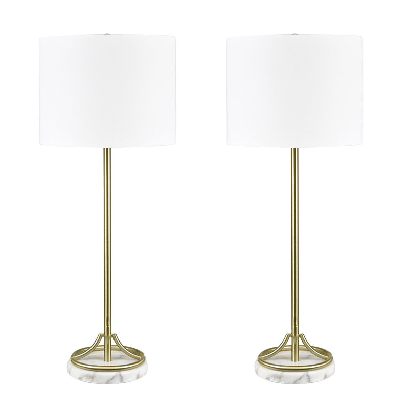 33" Marble Table Lamp With White Shade